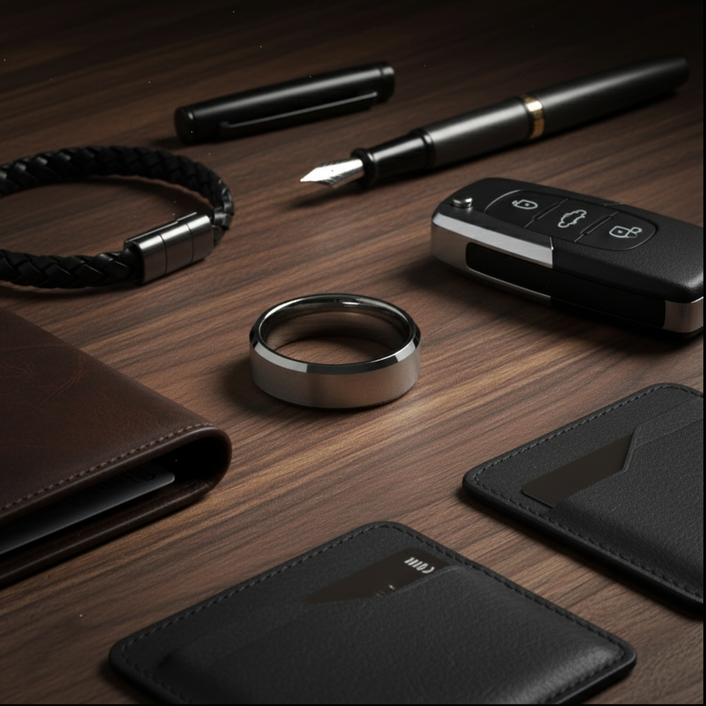 Argent Line Tungsten Ring – Brushed Silver with Polished Beveled Edges