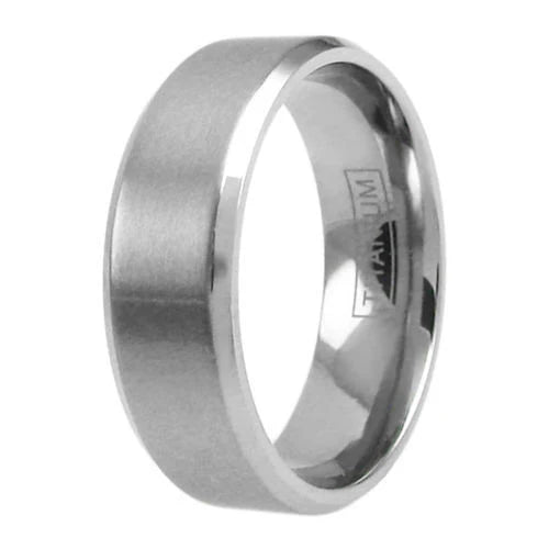 Argent Line Titanium Ring – Brushed Satin Band with Polished Edges
