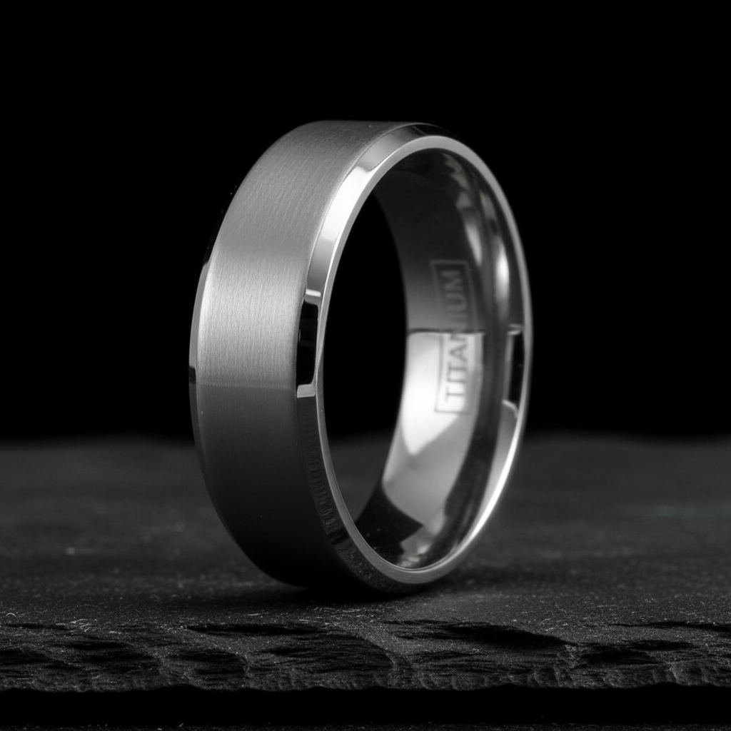 Argent Line Titanium Ring – Brushed Satin Band with Polished Edges