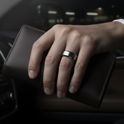 Argent Line Tungsten Ring – Brushed Silver with Polished Beveled Edges