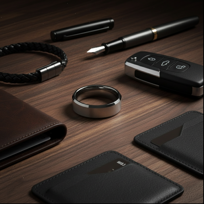 Argent Line Tungsten Ring – Brushed Silver with Polished Beveled Edges