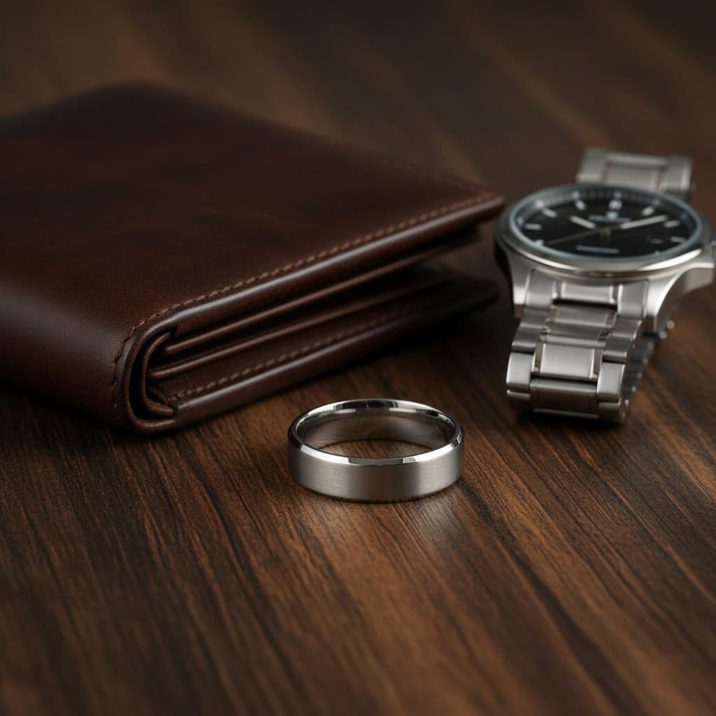 Argent Line Titanium Ring – Brushed Satin Band with Polished Edges