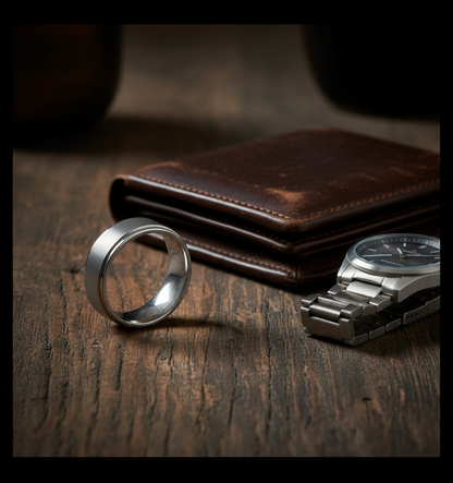 Astra Line Titanium Ring – Brushed Center with Polished Stepped Edges