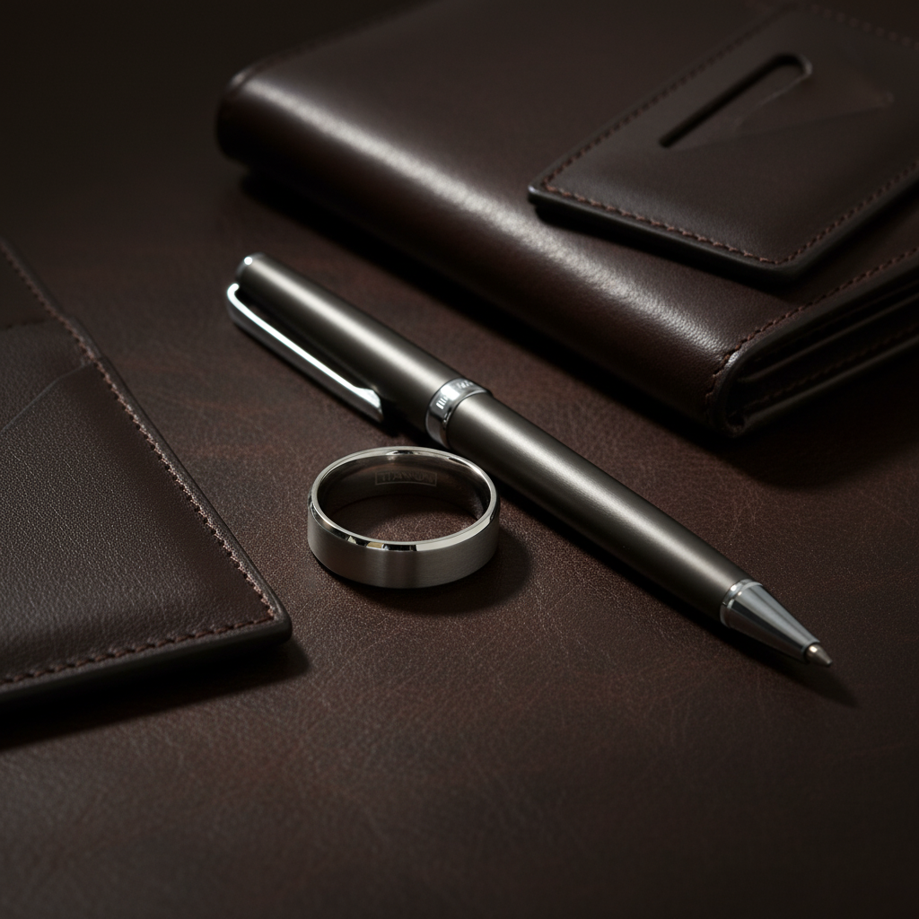 Argent Line Titanium Ring – Brushed Satin Band with Polished Edges