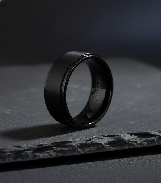 Premium mockup of black titanium ring