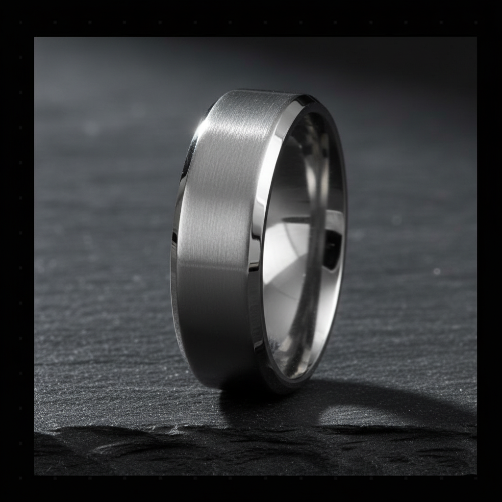 Argent Line Titanium Ring – Brushed Satin Band with Polished Edges