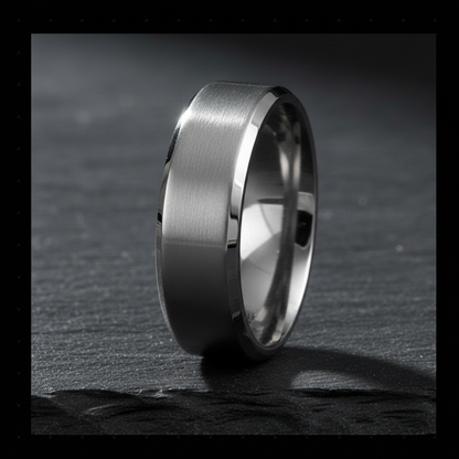 Argent Line Titanium Ring – Brushed Satin Band with Polished Edges