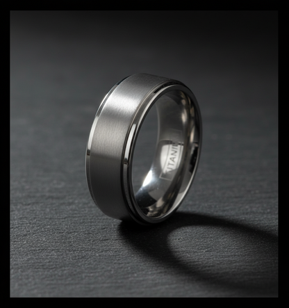 Astra Line Titanium Ring – Brushed Center with Polished Stepped Edges