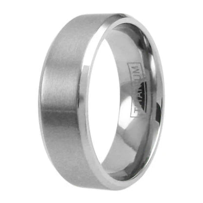 Argent Line Titanium Ring – Brushed Satin Band with Polished Edges