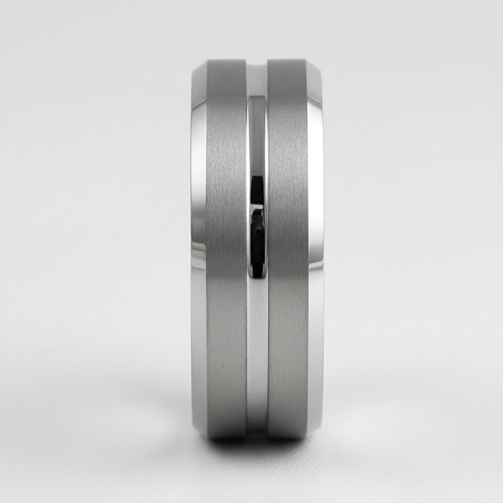 Tungsten ring close-up side profile