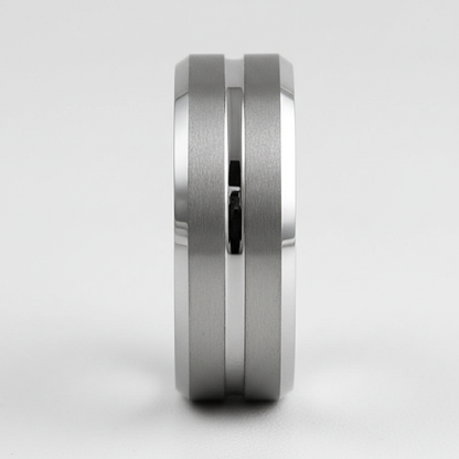 Tungsten ring close-up side profile